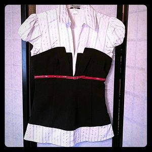 Pinstripe Dress Shirt With Corset Accent